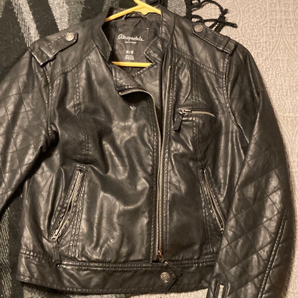 Aeropostale vegan leather coat sz Med